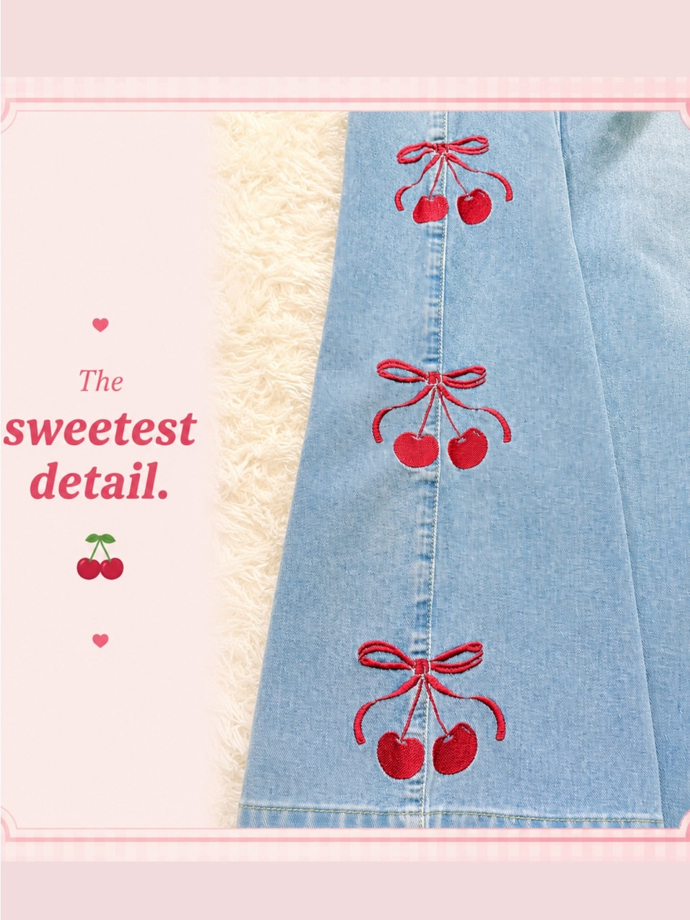 Cherry Bow Embroidered Straight Leg Jeans NWT Size 13 | Coquette Y2K